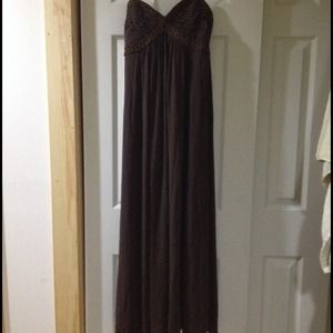 BCBG Gorgeous beaded brown maxi dress
