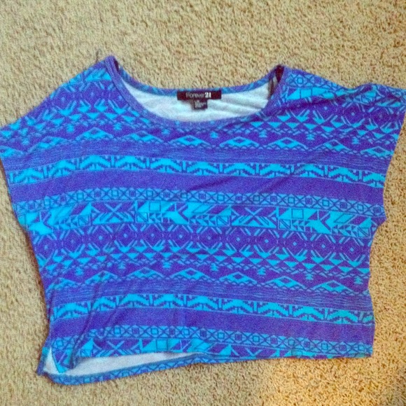 Purple & blue Forever 21 tribal crop top - Picture 1 of 1