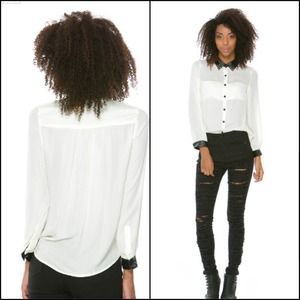 Trendy Studded Faux Leather Button Up Shirt💋