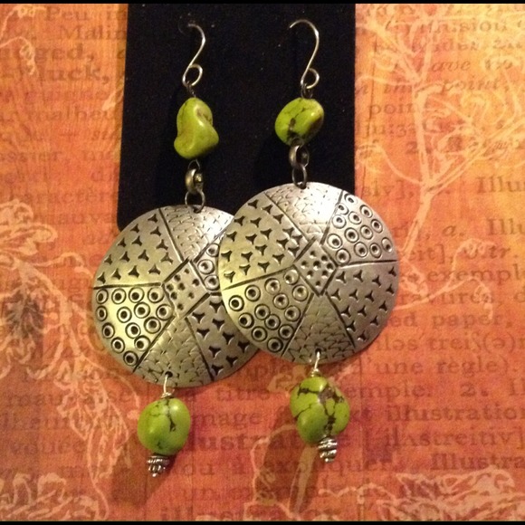 Green apple turquoise earrings