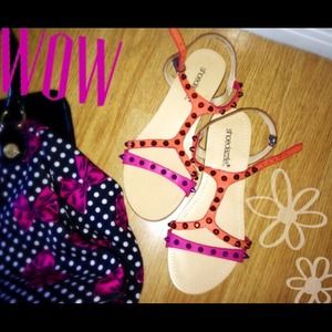 🎀ShoeDazzle Pink/Orange Gladiator Sandal