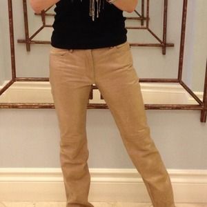 Tan leather jeans