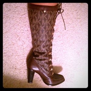 Michael Kors Monogram Lace-Up Boots!