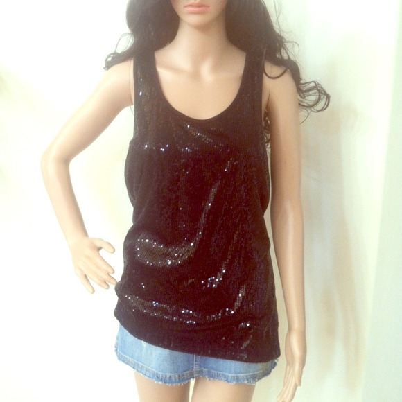SOLD Black Sequin Tank: (Also in Silver)