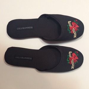 NWT Lulu Guiness silk slippers
