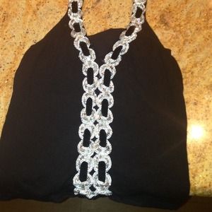 Black Sexy Silver Sequence Shirt