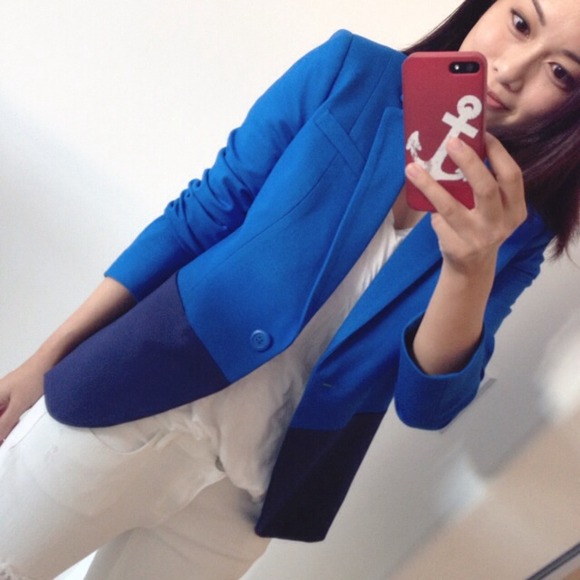 ✖️SOLD✖️Blue Colorblock Blazer - Picture 3 of 3