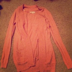 Pinkish red knit cardigan