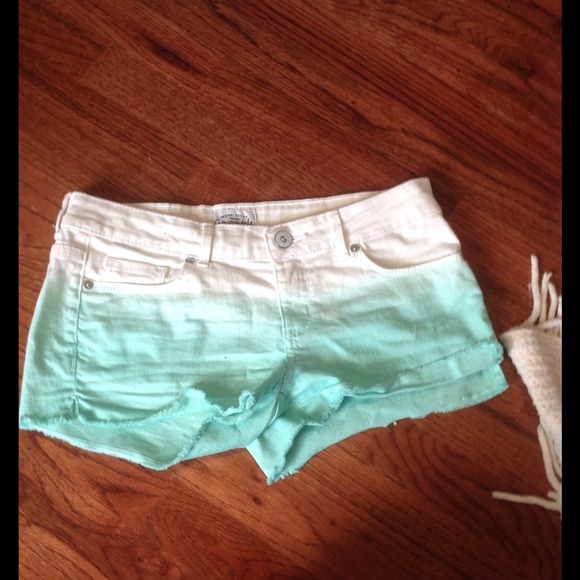 Faded teal jean shorts