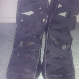 Brown side zip heels