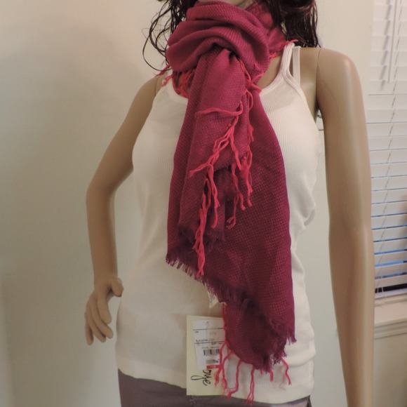 Purple w/ pink fringe scarf SKU 350 - Picture 1 of 4