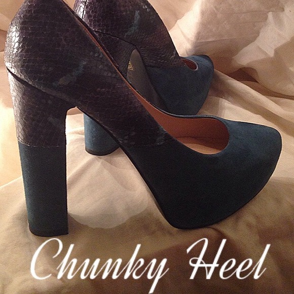 Sigerson dark teal suede and lavender snakeskin - Picture 4 of 4