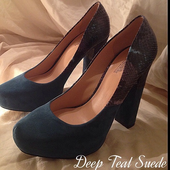 Sigerson dark teal suede and lavender snakeskin - Picture 3 of 4