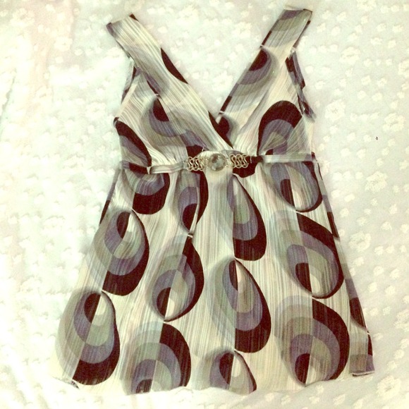 Flowy Empire Cut Top w/ Jewel Detail