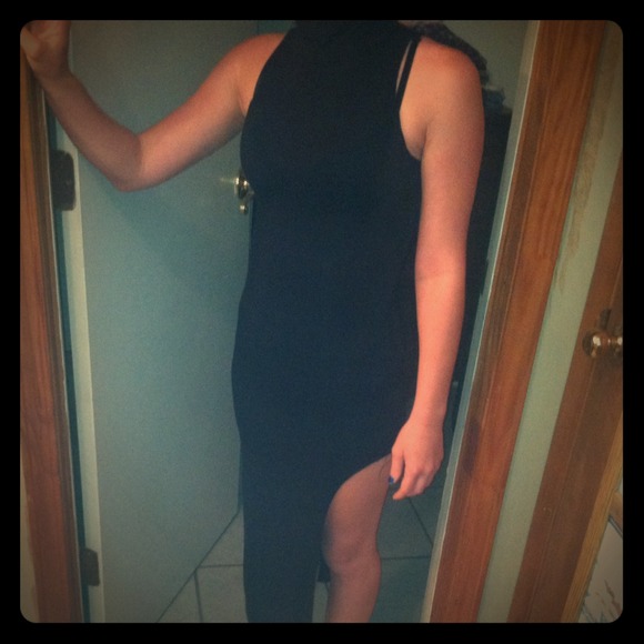 Black hi low dress