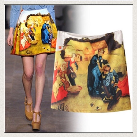 Bundled - New Vintage Inspired Oil Painted Skirt