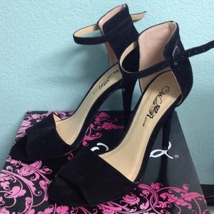 Black ankle strap heels