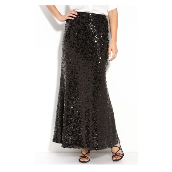 Calvin Klein black sequin maxi skirt