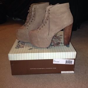 Jeffrey Campbell Litas Taupe Suede size 8.5