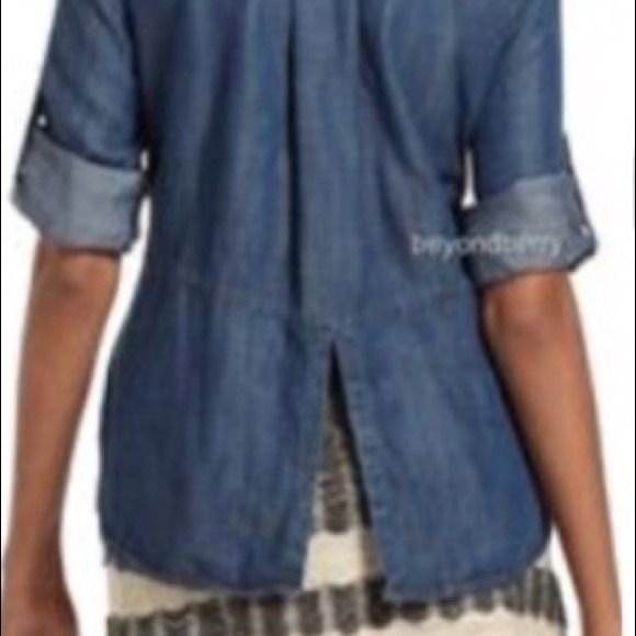 ❌Sold❌Anthropologie çℓσтħ åиđ ѕтσиє çħåмвɾåу тσρ - Picture 3 of 4