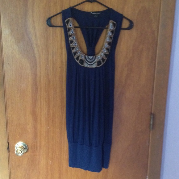 Navy blue bead embellished top! - Picture 2 of 4