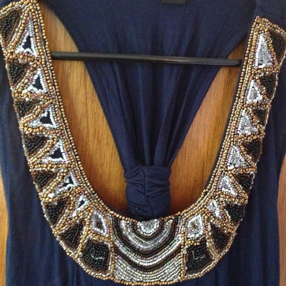 Navy blue bead embellished top! - Picture 4 of 4