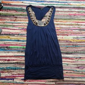 Navy blue bead embellished top!