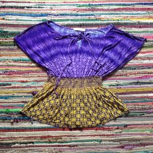 Purple and yellow patterned casual cute top!