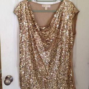 NWOT Michael Kors Gold sequence short sleeved top