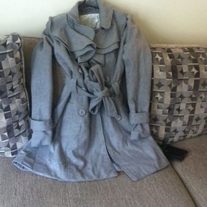 xs Arden B wool gray knee length trench coat