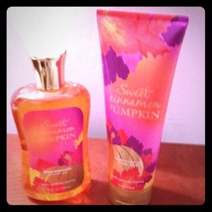Bath and Body Works shower gel and lotion.