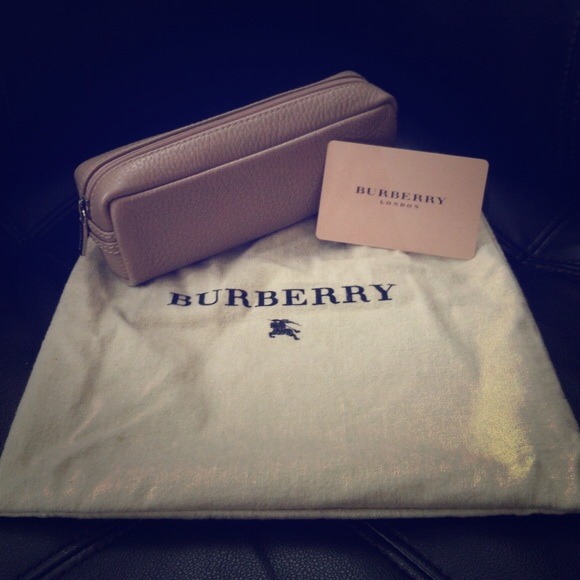 SOLD!! Authentic leather burberry cosmetic pouch