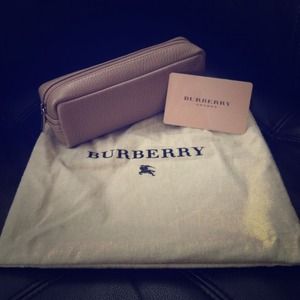 SOLD!! Authentic leather burberry cosmetic pouch