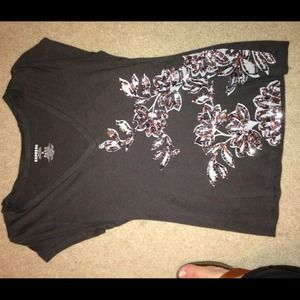 Express deep V sparkle t shirt