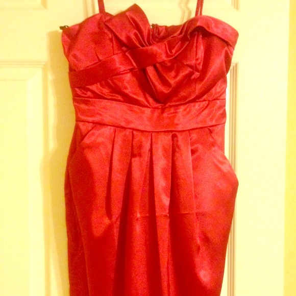 Red satin dress