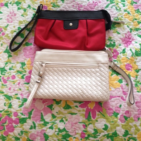 Red and black wristlet & all white wristlet