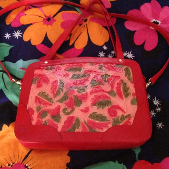 Cynthia Rowley hand tooled handbag great size