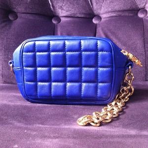 BCBG Royal Blue Quilted Lambskin Clutch
