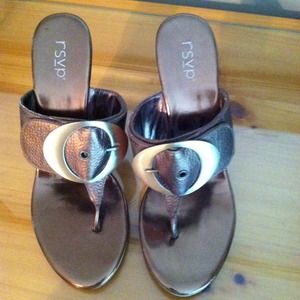 New RSVP Bronze Buckle Sandals