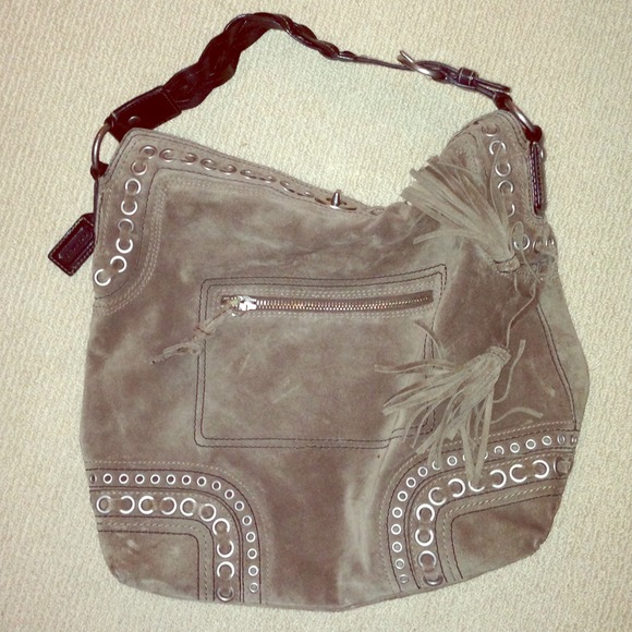 Suede brown COACH bag