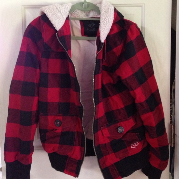 Black and red plaid jacket.