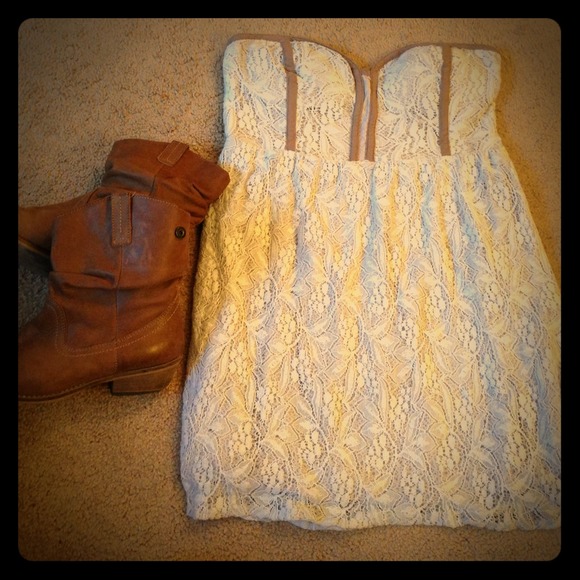 Strapless Lace Bustier Dress:)