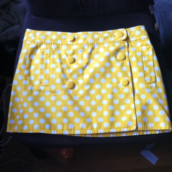J. Crew Yellow & White Polkadot Mini Skirt
