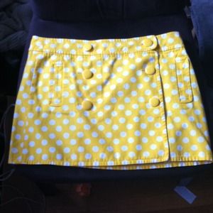 J. Crew Yellow & White Polkadot Mini Skirt