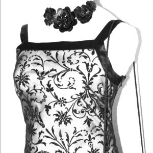 Elegant Damask-Print Full-Length Dress