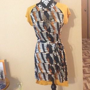 Brand New!! Mustard Black Ivory dress