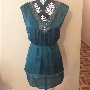 Brand New! Teal top with fashioned jewels