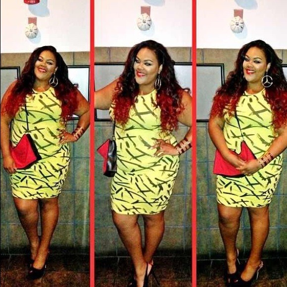 Yellow & Black midi dress