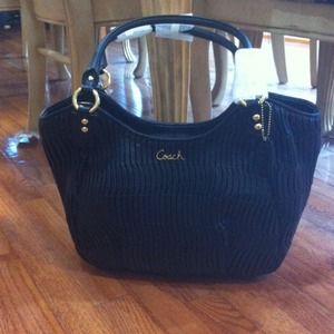 Authentic coach gathered leather bag