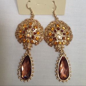 Brown/Amber Rhinestone Earrings
